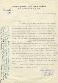 Carta dirigida a Arthur Rubinstein. Roma (Italia), 31-10-1954