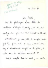 Carta dirigida a Arthur Rubinstein. París (Francia), 23-01-1976