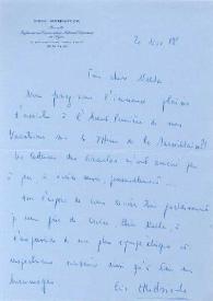 Carta dirigida a Aniela Rubinstein. París (Francia), 20-11-1988