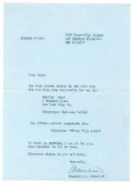 Carta dirigida a Aniela Rubinstein. Los Ángeles (California), 15-05-1953