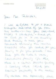 Carta dirigida a Aniela Rubinstein. Mülheim (Alemania), 30-12-1984