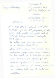 Carta dirigida a Aniela Rubinstein. Saint Louis (Missouri), 07-11-1986