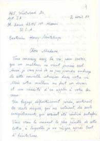 Carta dirigida a Aniela Rubinstein. Saint Louis (Missouri), 02-04-1987