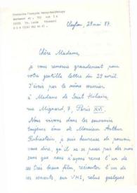 Carta dirigida a Aniela Rubinstein. Saint Louis (Missouri), 28-05-1987
