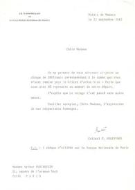 Carta dirigida a Aniela Rubinstein. Mónaco, 22-09-1982