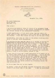 Carta dirigida a Arthur Rubinstein. Nueva York, 09-11-1945