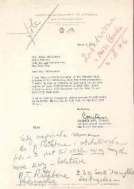 Carta dirigida a Aniela Rubinstein. Nueva York, 01-03-1946