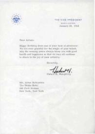 Carta dirigida a Arthur Rubinstein. Washington D.C., 28-01-1968