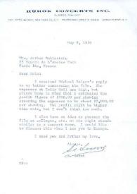 Carta dirigida a Aniela Rubinstein. Nueva York, 08-05-1970
