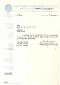 Carta dirigida a Aniela Rubinstein. Varsovia (Polonia), 05-03-1960