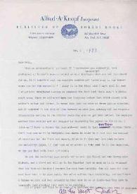 Carta dirigida a Aniela Rubinstein. Nueva York, 01-02-1973