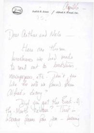 Carta dirigida a Aniela y Arthur Rubinstein. Nueva York, 06-04-1973
