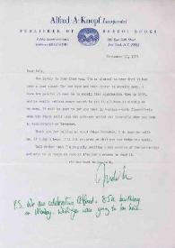Carta dirigida a Aniela Rubinstein. Nueva York, 10-09-1977