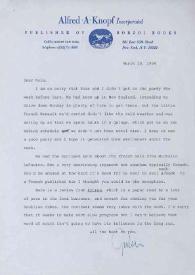 Carta dirigida a Aniela Rubinstein. Nueva York, 28-03-1984