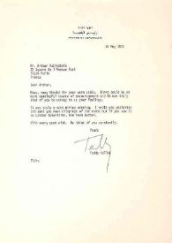 Carta dirigida a Arthur Rubinstein. Jerusalén (Israel), 16-05-1978