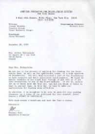 Carta dirigida a Aniela Rubinstein. Nueva York, 28-12-1987