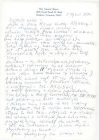 Carta dirigida a Aniela Rubinstein. Oshkosh (Wisconsin), 07-01-1971