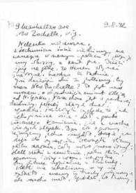 Carta dirigida a Aniela Rubinstein. New Rochelle (Nueva York), 09-08-1942