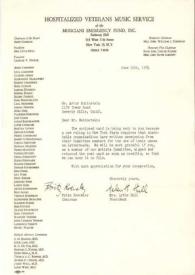 Carta dirigida a Arthur Rubinstein. Nueva York, 16-06-1954
