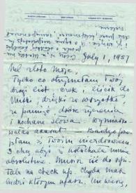 Carta dirigida a Aniela Rubinstein. Kansas City (Missouri), 01-07-1957