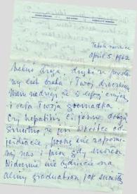 Carta dirigida a Aniela Rubinstein. Kansas City (Missouri), 05-04-1962