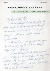 Carta dirigida a Aniela Rubinstein. Kansas City (Missouri)