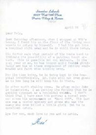 Carta dirigida a Aniela Rubinstein. Kansas City (Missouri), 26-04-1972