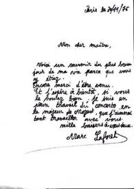 Carta dirigida a Arthur Rubinstein. París (Francia), 30-11-1976