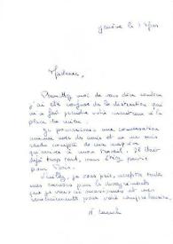 Carta dirigida a Aniela Rubinstein. Ginebra (Suiza), 07-02-1993