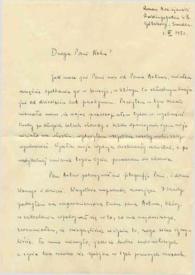Carta dirigida a Aniela Rubinstein. Gotenburgo (Suecia), 01-03-1950