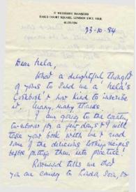 Carta dirigida a Aniela Rubinstein. Londres (Inglaterra), 23-10-1984
