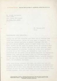 Carta dirigida a Arthur Rubinstein. Frankfurt (Alemania), 22-02-1972
