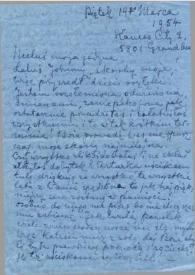 Carta dirigida a Aniela, Alina y John Rubinstein. Kansas City (Missouri), 19-03-1954