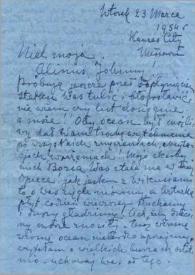 Carta dirigida a Aniela, Alina y John Rubinstein. Kansas City (Missouri), 23-03-1954