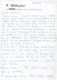 Carta dirigida a Aniela Rubinstein. Cracovia (Polonia), 23-01-1989