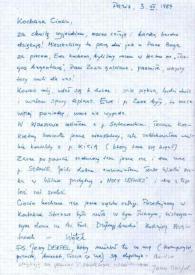 Carta dirigida a Aniela Rubinstein. París (Francia), 03-12-1989