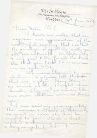 Carta dirigida a Aniela Rubinstein. Nueva York, 14-01-1963