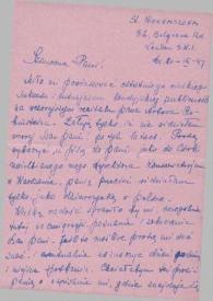 Carta dirigida a Aniela Rubinstein. Londres (Inglaterra), 20-09-1947
