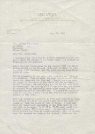 Carta dirigida a Aniela Rubinstein. Nueva York, 25-07-1969