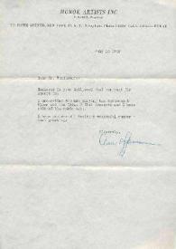 Carta dirigida a Arthur Rubinstein. Nueva York, 16-07-1948