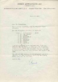 Carta dirigida a Arthur Rubinstein. Nueva York, 14-03-1956
