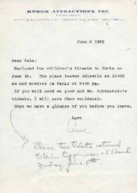 Carta dirigida a Aniela Rubinstein. Nueva York, 05-06-1962
