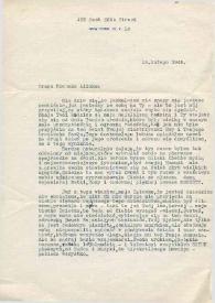 Carta dirigida a Aniela Rubinstein. Nueva York, 12-02-1945