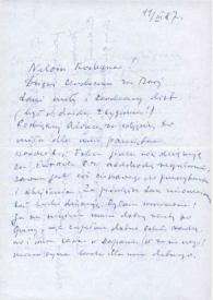 Carta dirigida a Aniela Rubinstein. Lodz (Polonia), 11-03-1987