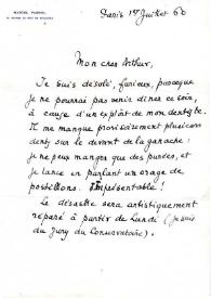 Carta dirigida a Arthur Rubinstein. París (Francia), 01-07-1960