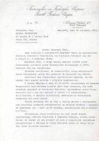 Carta dirigida a Aniela Rubinstein. Varsovia (Polonia), 23-01-1984