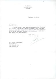 Carta dirigida a Arthur Rubinstein. Nueva York, 27-01-1971
