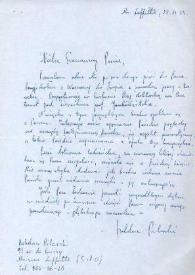 Carta dirigida a Arthur Rubinstein. Maisons Laffitte (Francia), 27-11-1963