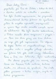 Carta dirigida a Aniela Rubinstein. París (Francia), 18, 26-12-1984