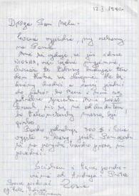 Carta dirigida a Aniela Rubinstein. París (Francia), 12-01-1990